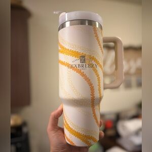 LEX BREEZY Insulated Travel Mug - Cream and Orange